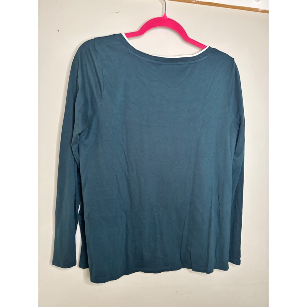 J.Jill Double Layer Long Sleeve Tee Teal‎ Cotton Tencel Modal Small - Picture 3 of 5